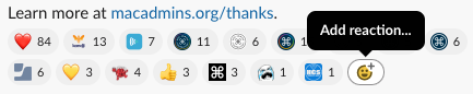 Example of a post in Slack with emoji reactions (reacjis).